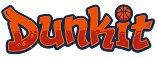 Logo Dunkit com texto estilizado em laranja e preto